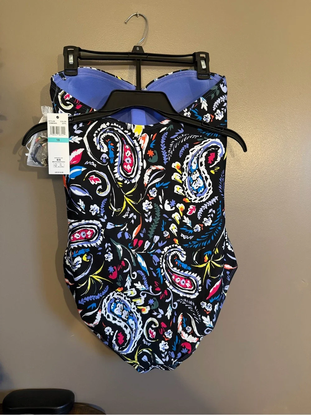 Anne Cole Paisley‎ Print One Piece Strapless  Swimsuit